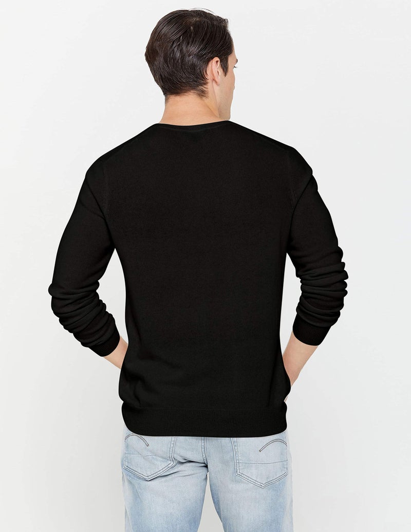 State Cashmere Men's Essential Crewneck Sweater 100% Pure Cashmere Classic Long Sleeve Pullover (Black, Medium) - Image 3